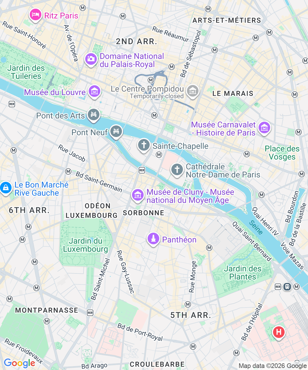 Map of central Paris